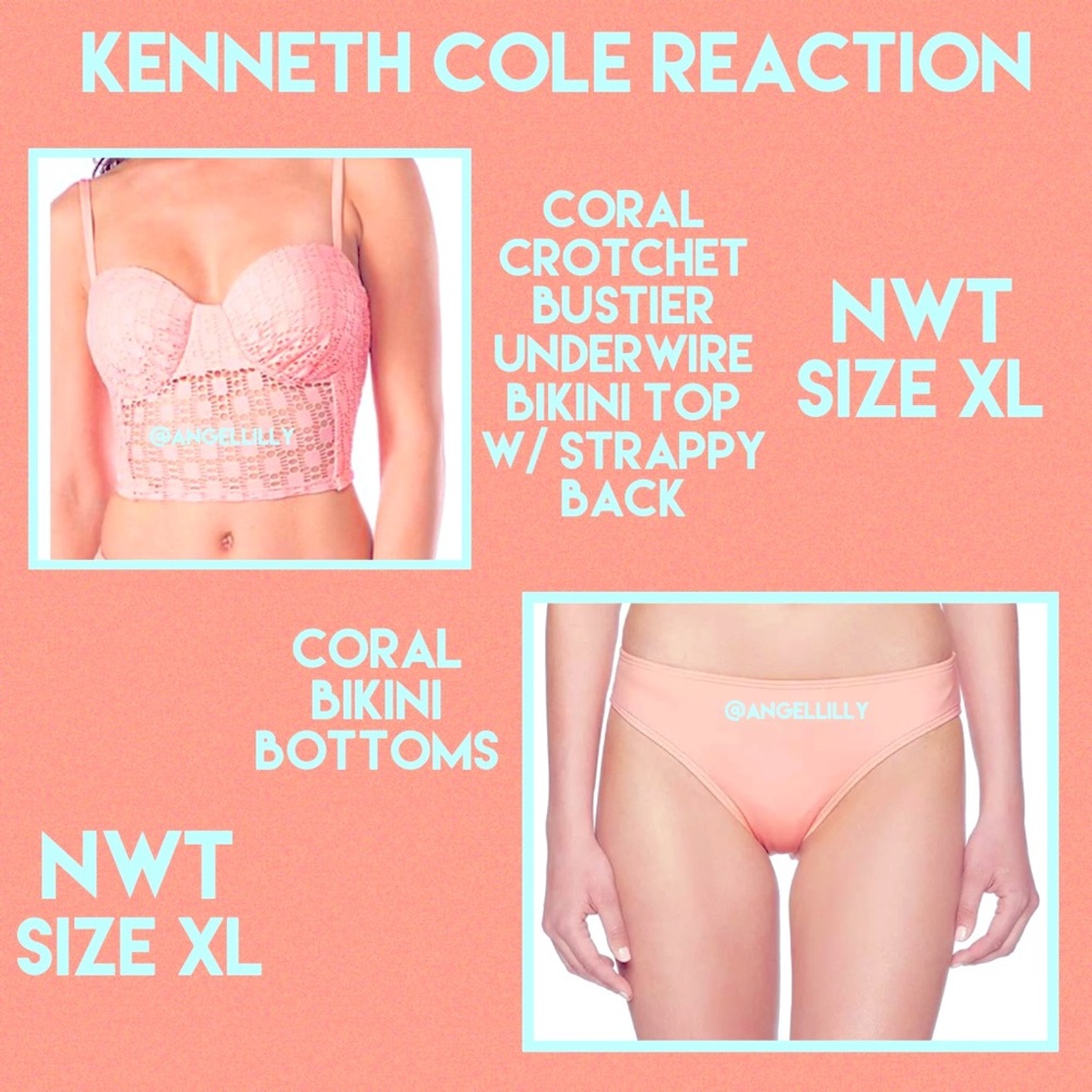 Kenneth Cole Reaction Coral Bikini Set NWOT